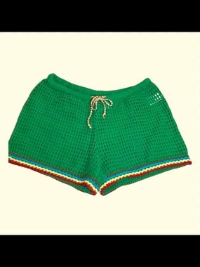 NWOT BDG Open Knit Drawstring Cover-up Shorts-Kelly Green-Med